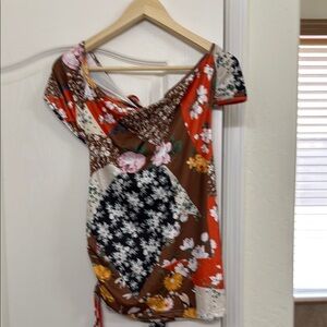 Orange and Black Asymmetrical Sundress with Cap Sleeves